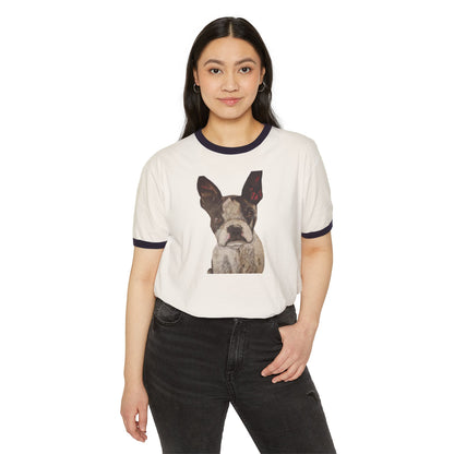 Unisex Cotton Ringer T-Shirt French Bulldog