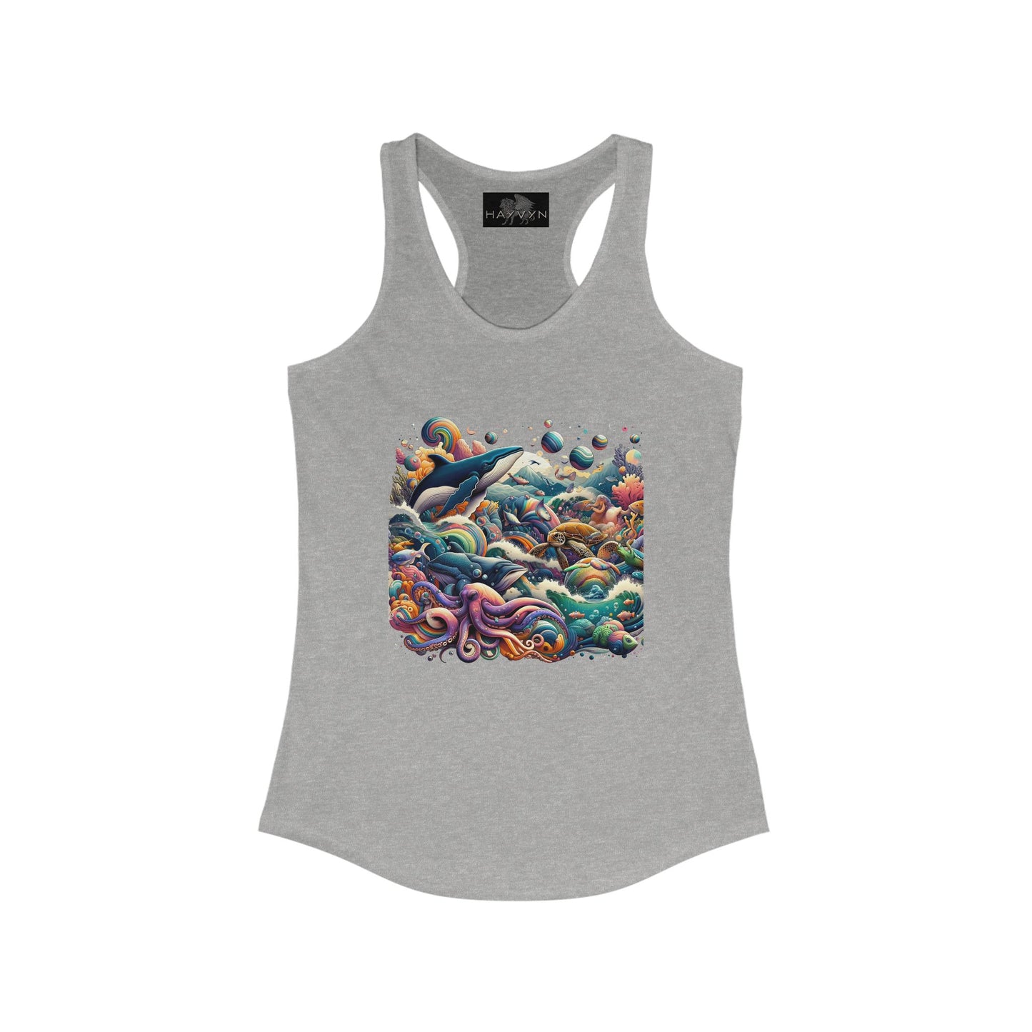 Women's Ideal Racerback Tank Ocean Animals