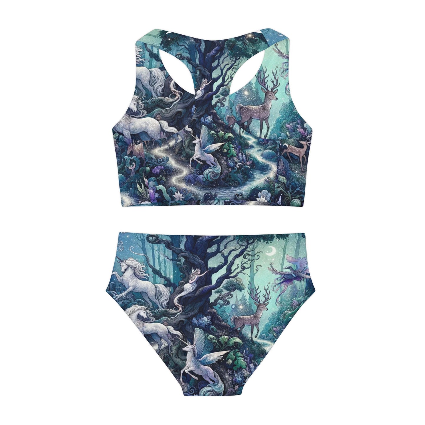 Girls Two Piece Swimsuit Forest at night