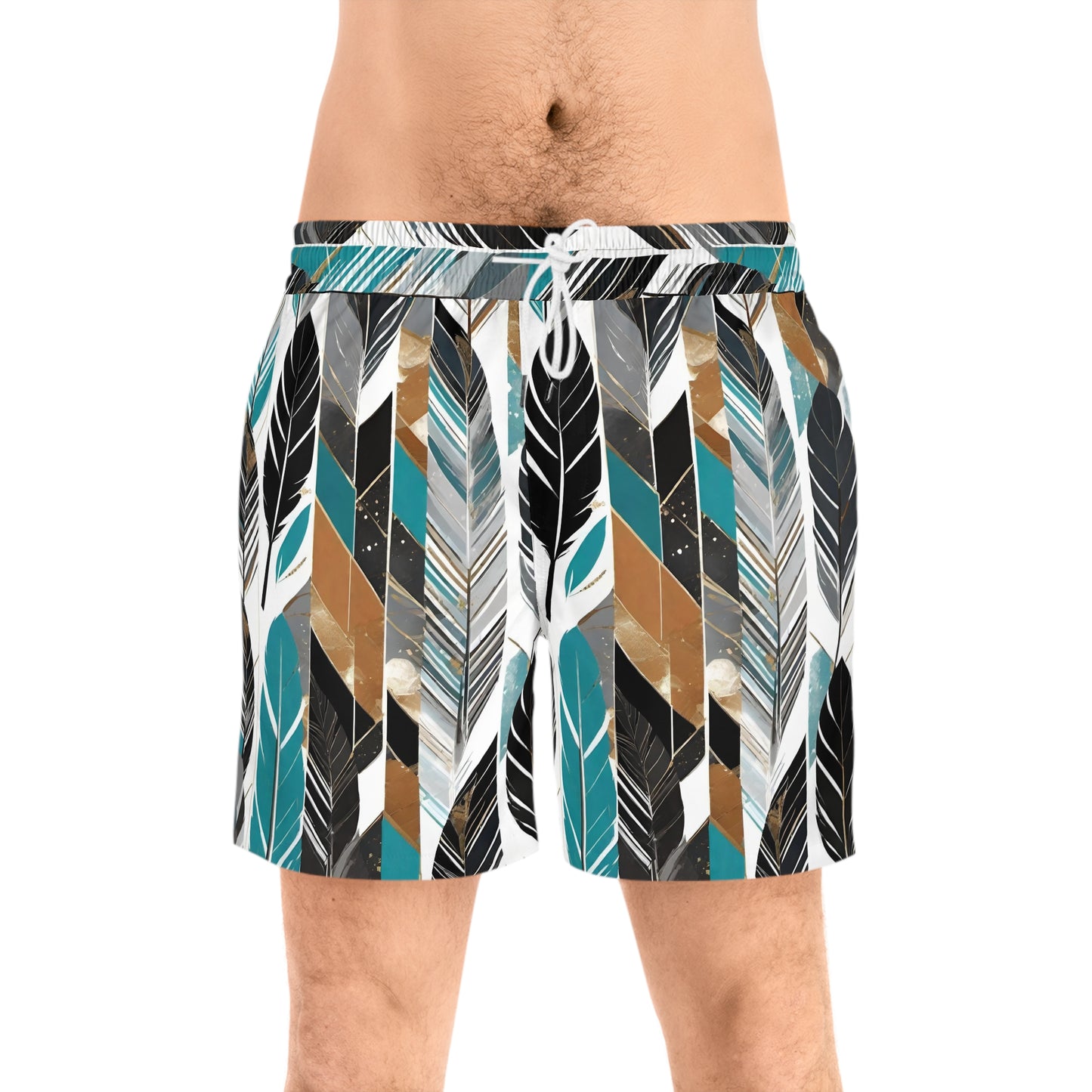 Men's Mid-Length Swim Shorts Feathers