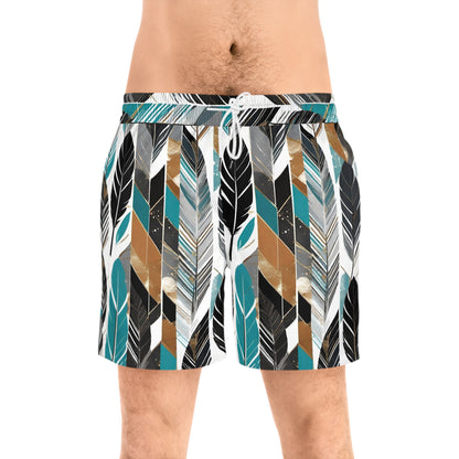 Men's Mid-Length Swim Shorts Feathers