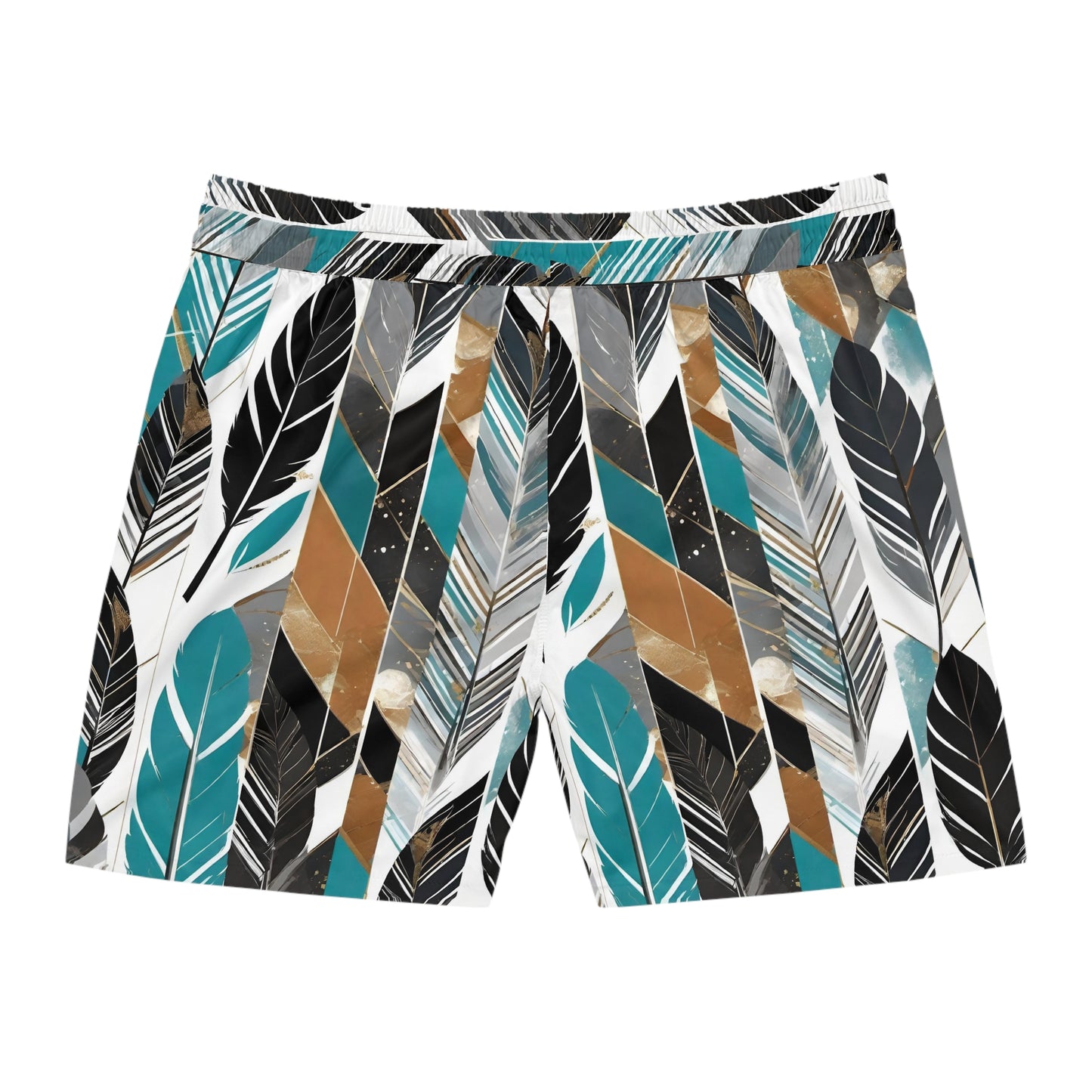 Men's Mid-Length Swim Shorts (AOP) Feathers