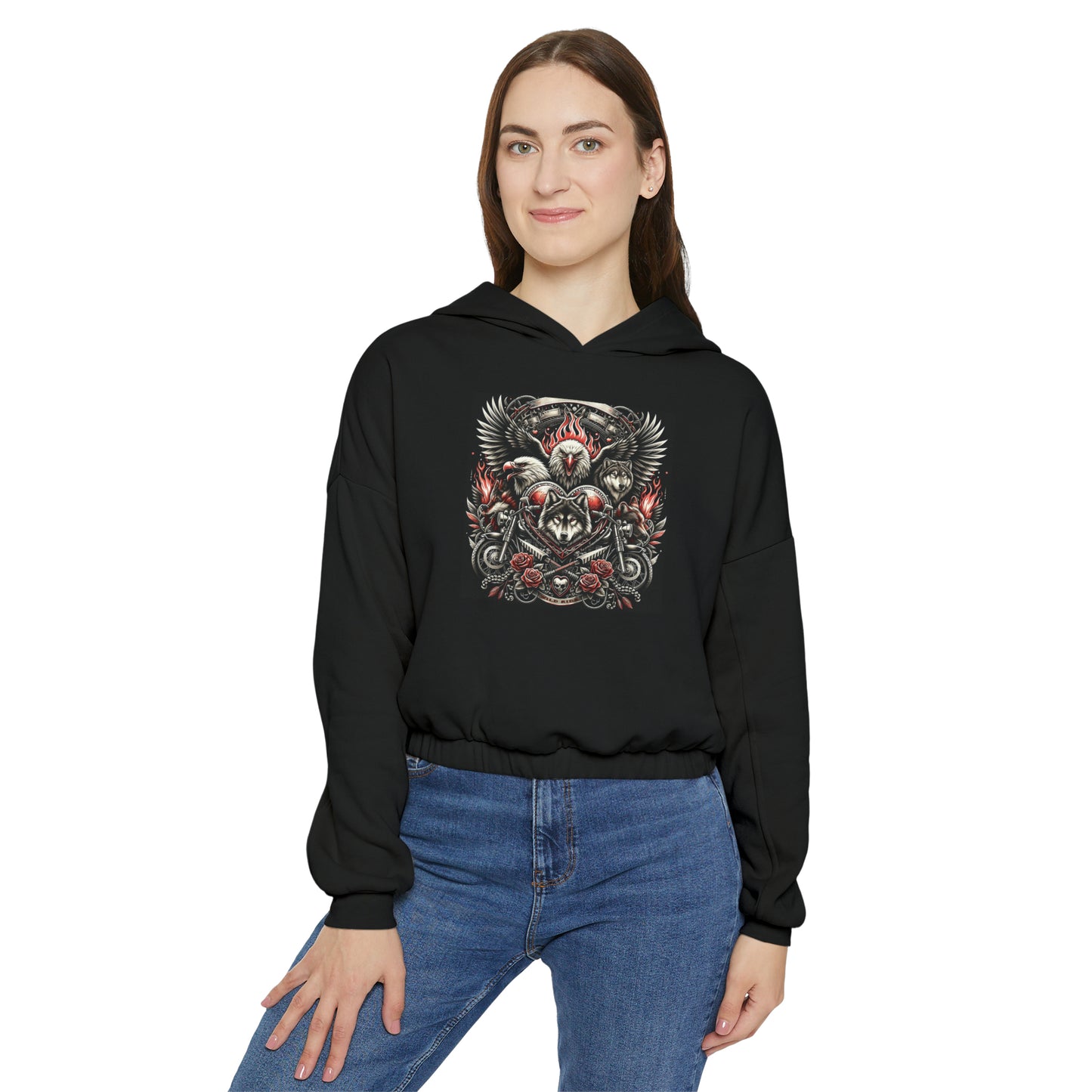 Women's Cinched Bottom Hoodie~ Valentine's Day Biker