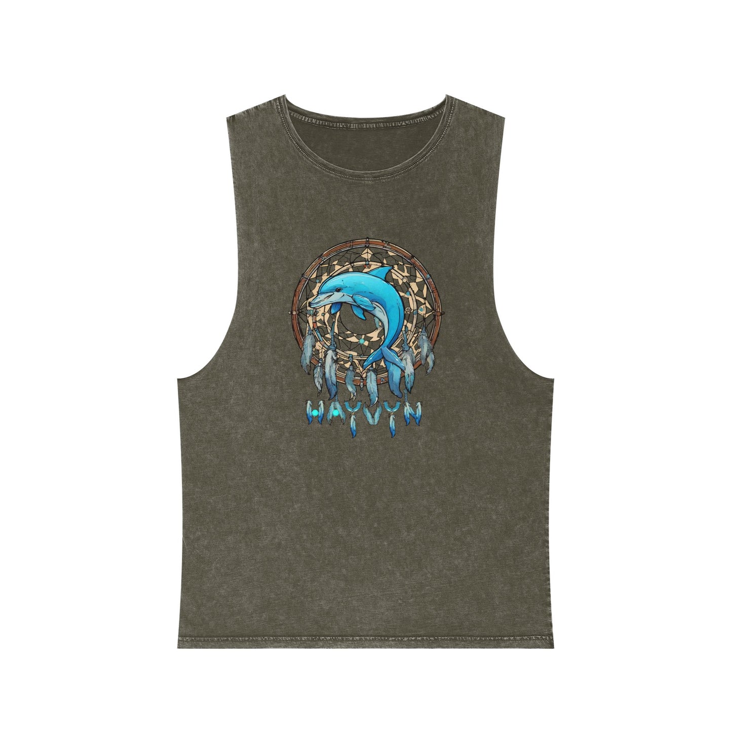 Unisex Stonewash Tank Top Dolphin Dreamcatcher