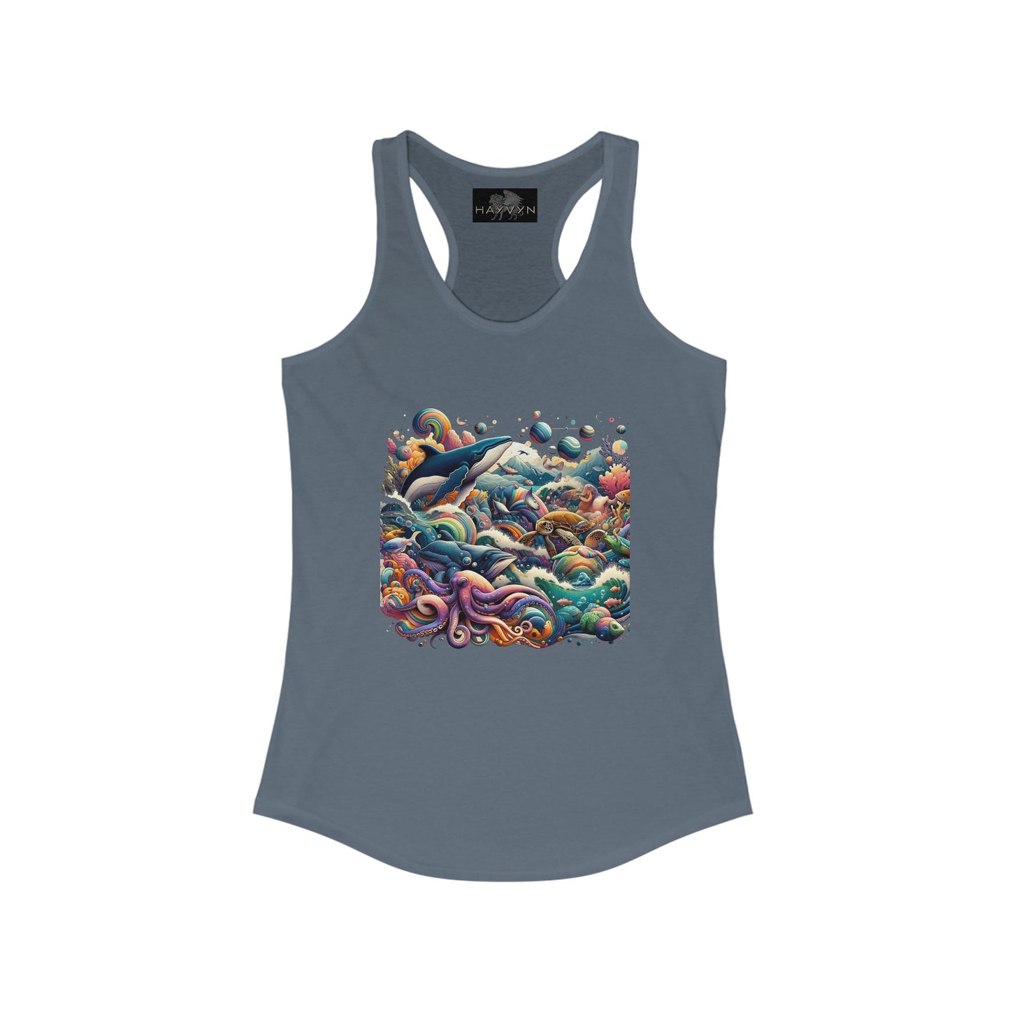 Women's Ideal Racerback Tank Ocean Animals