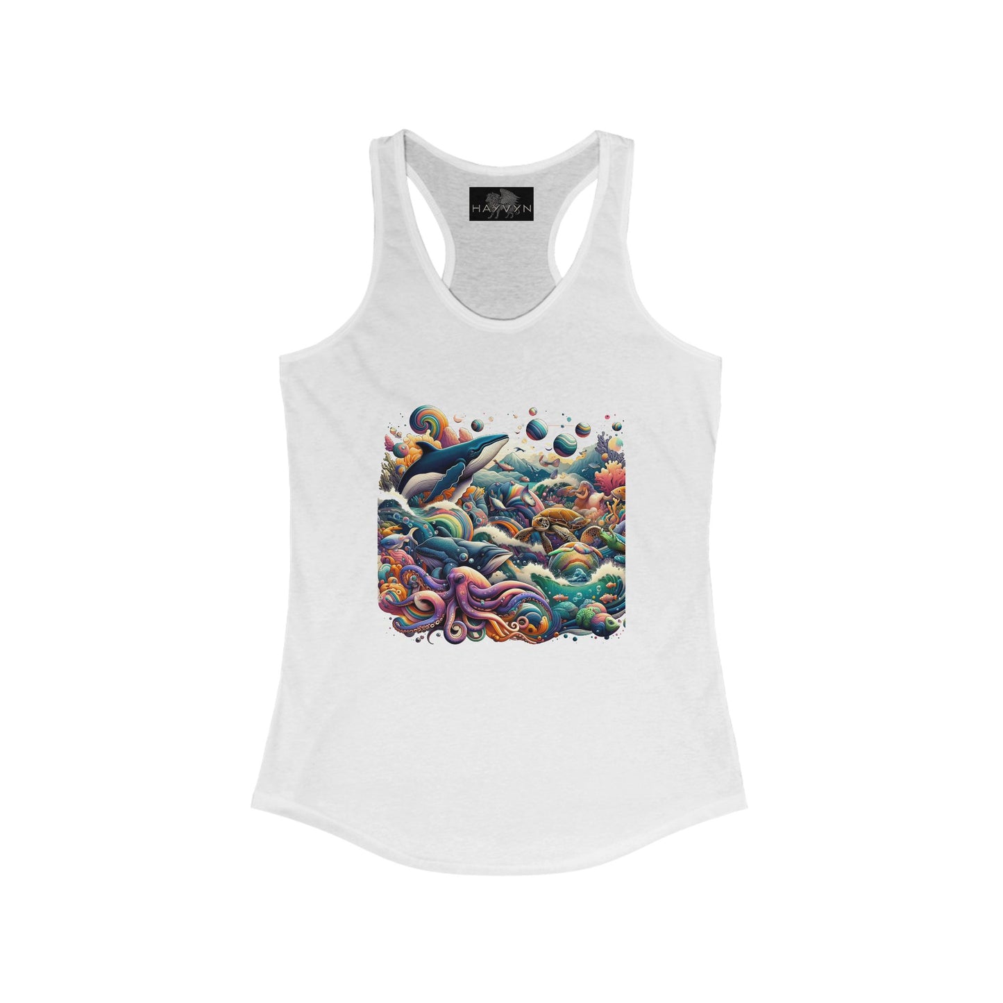 Women's Ideal Racerback Tank Ocean Animals