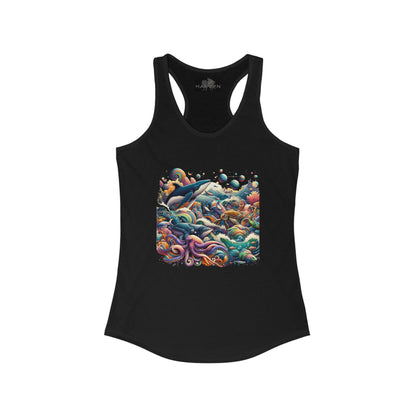 Women's Ideal Racerback Tank Ocean Animals