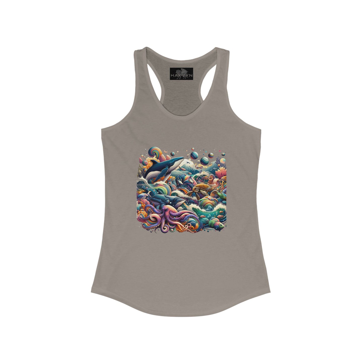 Women's Ideal Racerback Tank Ocean Animals