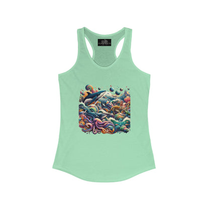 Women's Ideal Racerback Tank Ocean Animals