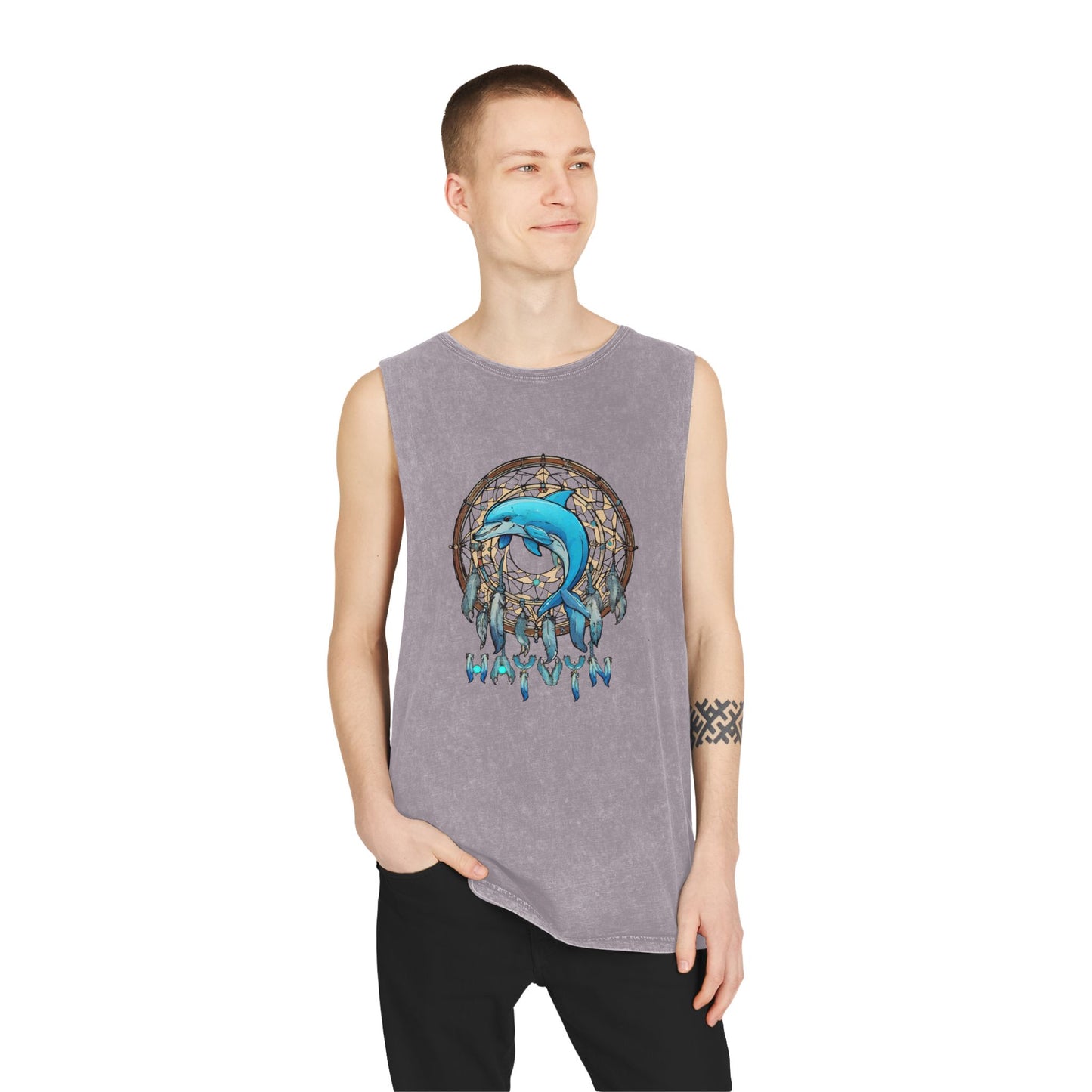 Unisex Stonewash Tank Top Dolphin Dreamcatcher