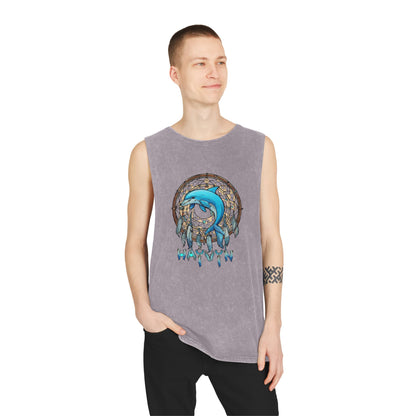 Unisex Stonewash Tank Top Dolphin Dreamcatcher