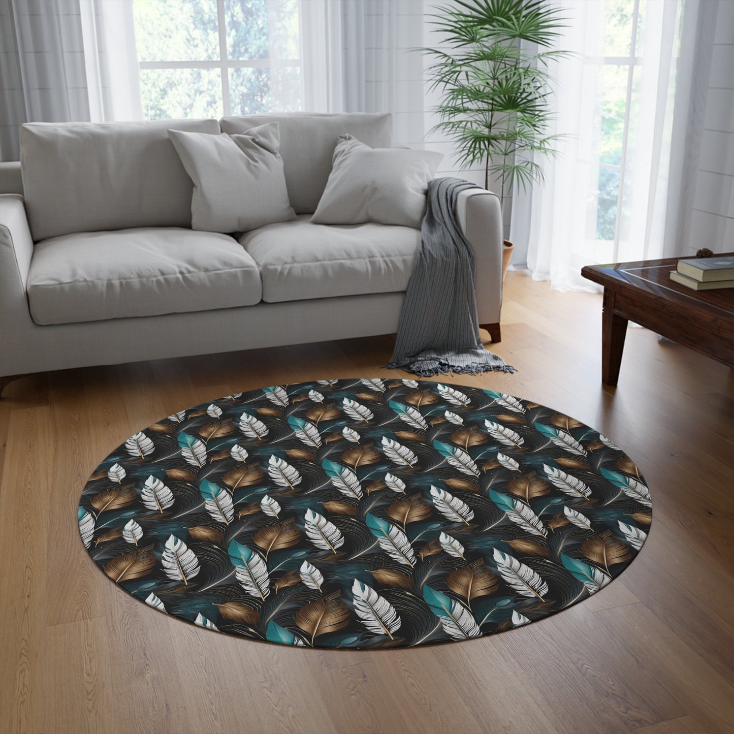 Round Rug Feathers