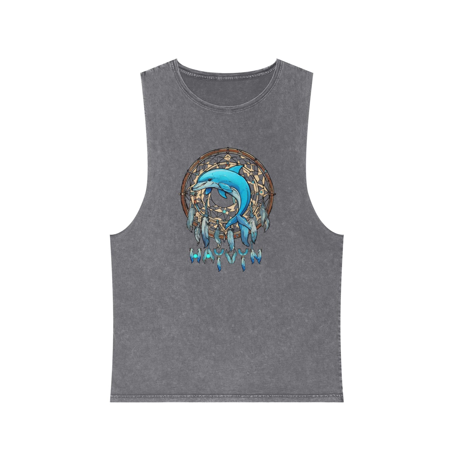 Unisex Stonewash Tank Top Dolphin Dreamcatcher