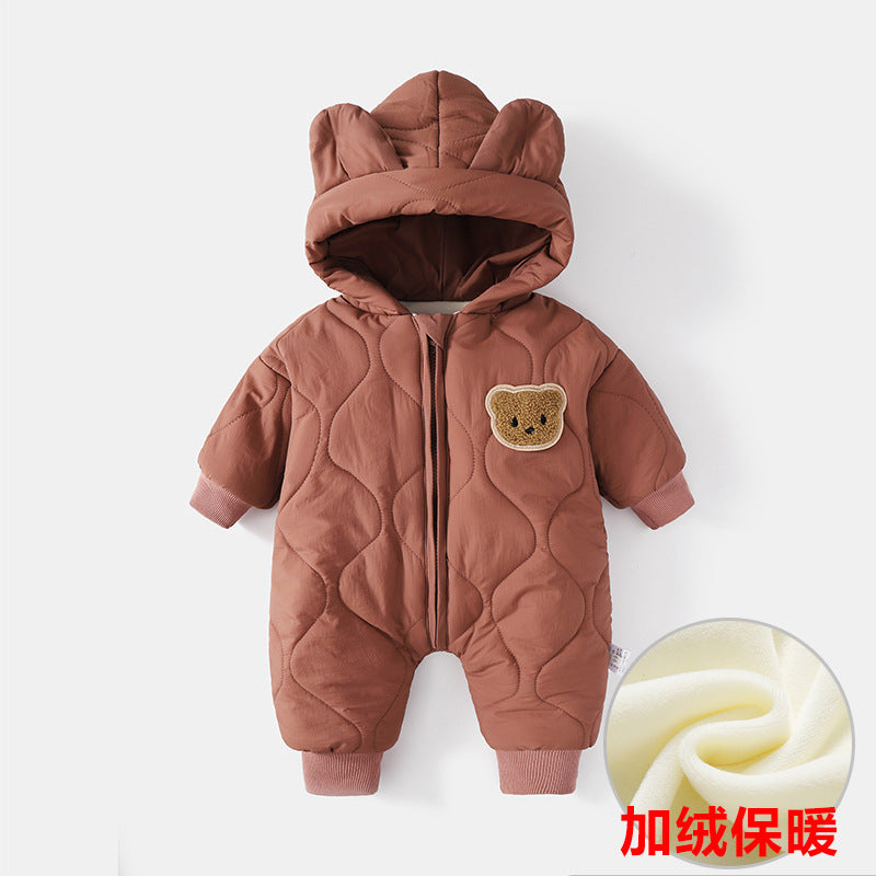 Baby winter outdoor clothing for boys and girls baby onesie autumn and winter outside wear warm clothing for newborns thick and velvet