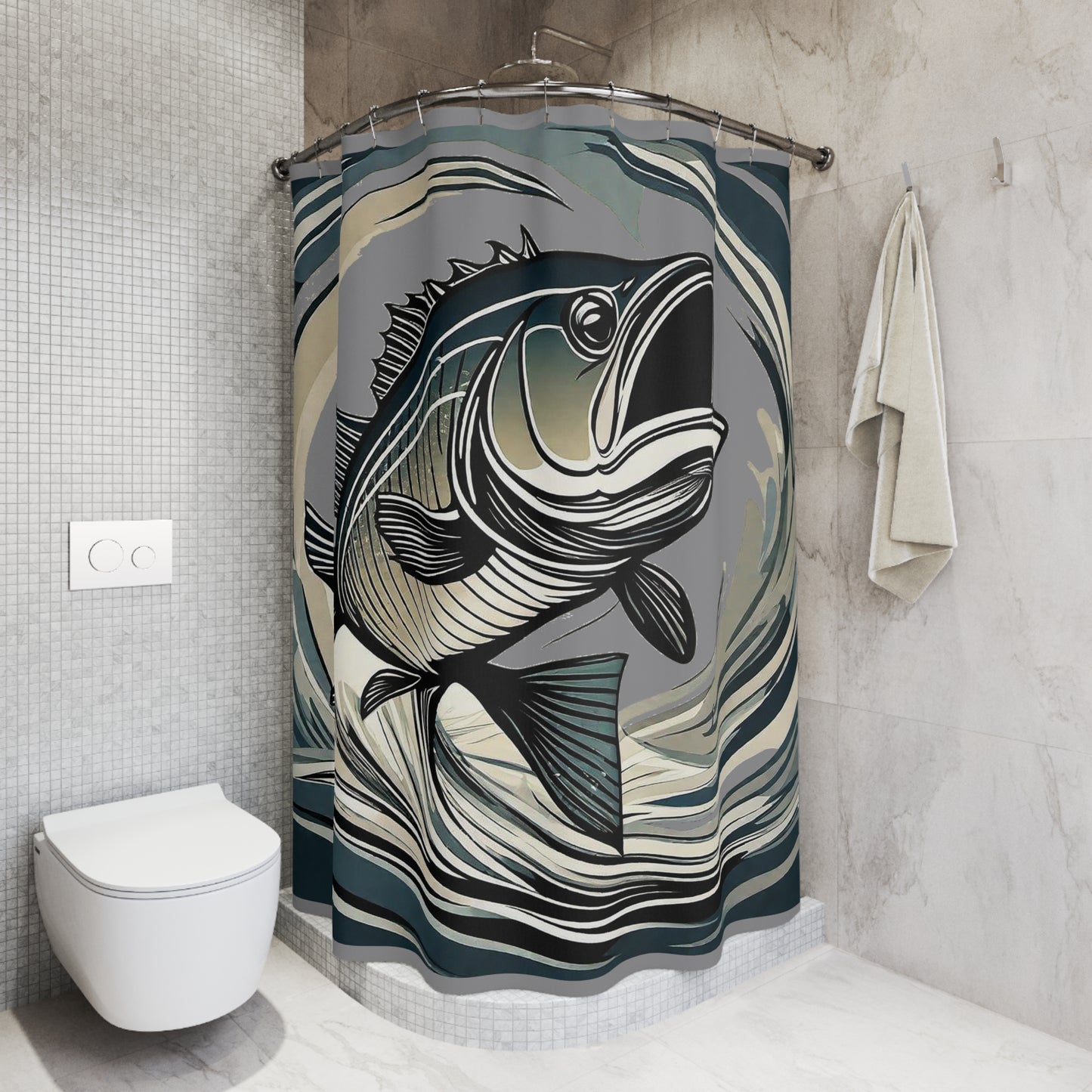 Polyester Shower Curtain~Fishing