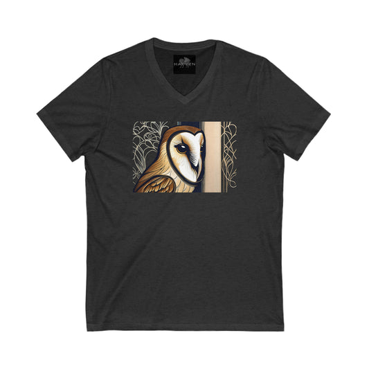 Unisex Jersey Short Sleeve V-Neck Tee~ Barn Owl