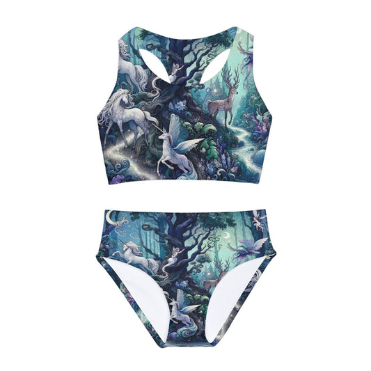 Girls Two Piece Swimsuit Forest at night