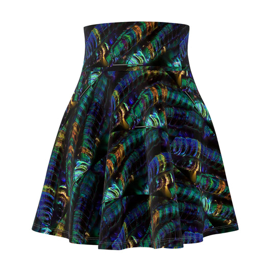 Women's Skater Skirt Peacock Feather