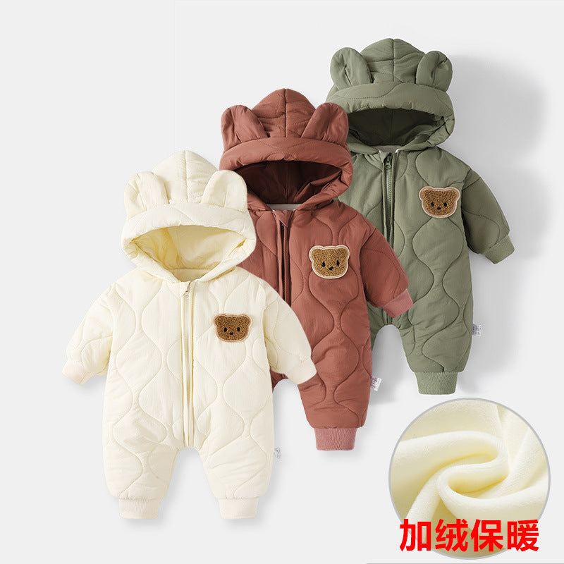 Baby winter outdoor clothing for boys and girls baby onesie autumn and winter outside wear warm clothing for newborns thick and velvet