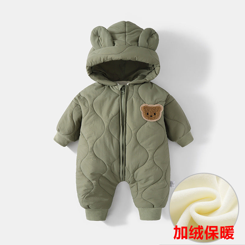 Baby winter outdoor clothing for boys and girls baby onesie autumn and winter outside wear warm clothing for newborns thick and velvet