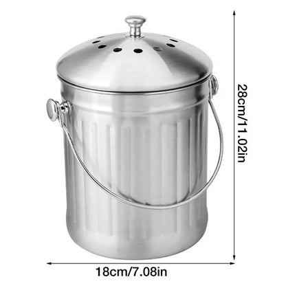 Compost Bin For Kitchen Countertop Hanging Trash Can With Lid For Kitchen Cabinet Door Compost Bucket For Kitchen With Lid - HAYVYN