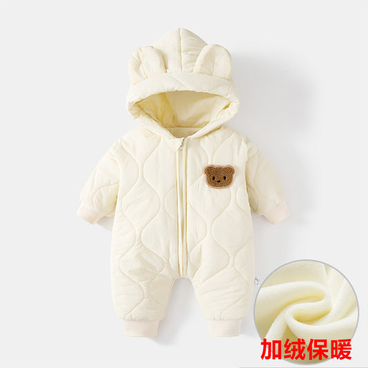 Baby winter outdoor clothing for boys and girls baby onesie autumn and winter outside wear warm clothing for newborns thick and velvet