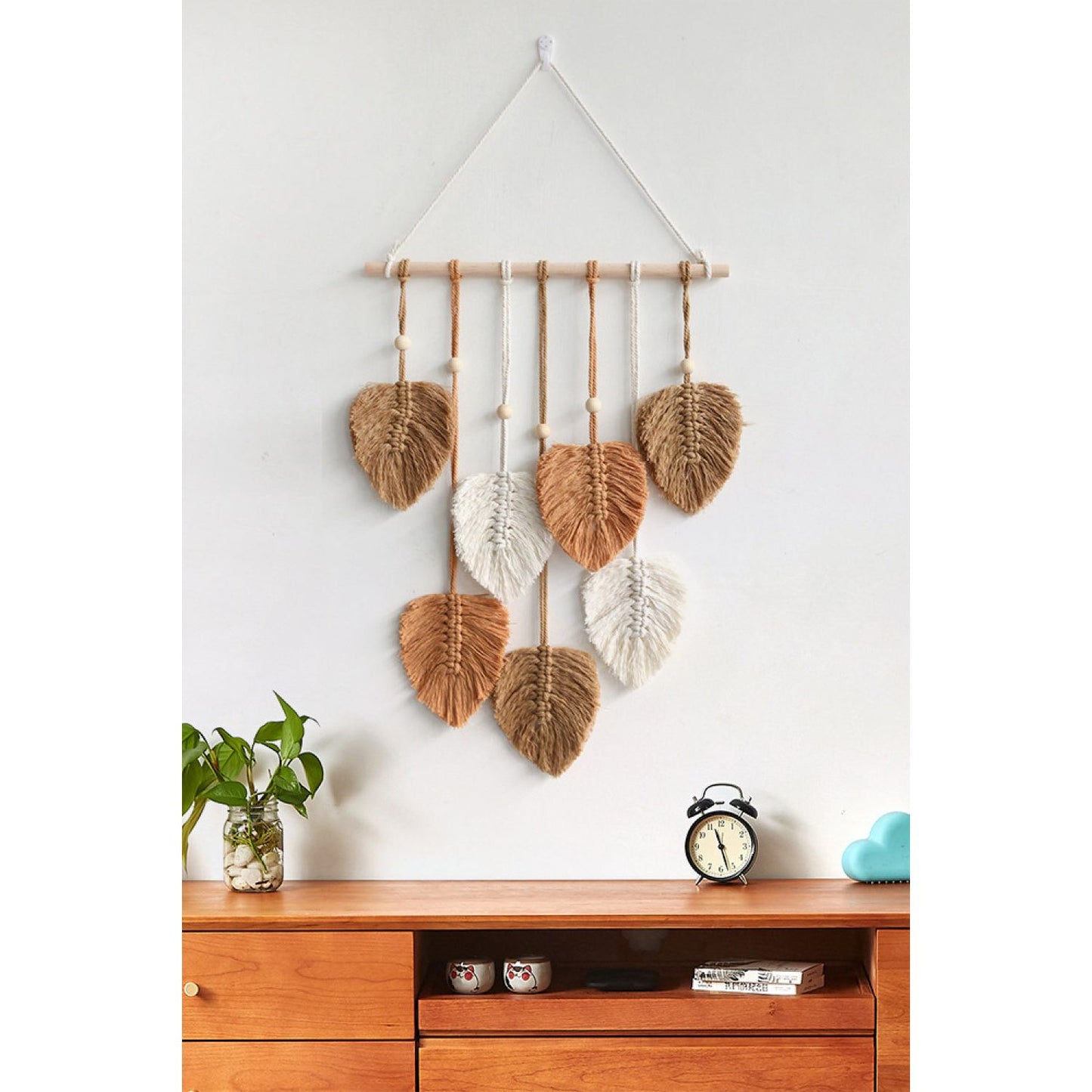 Macrame Leaf Bead Wall Hanging - HAYVYN