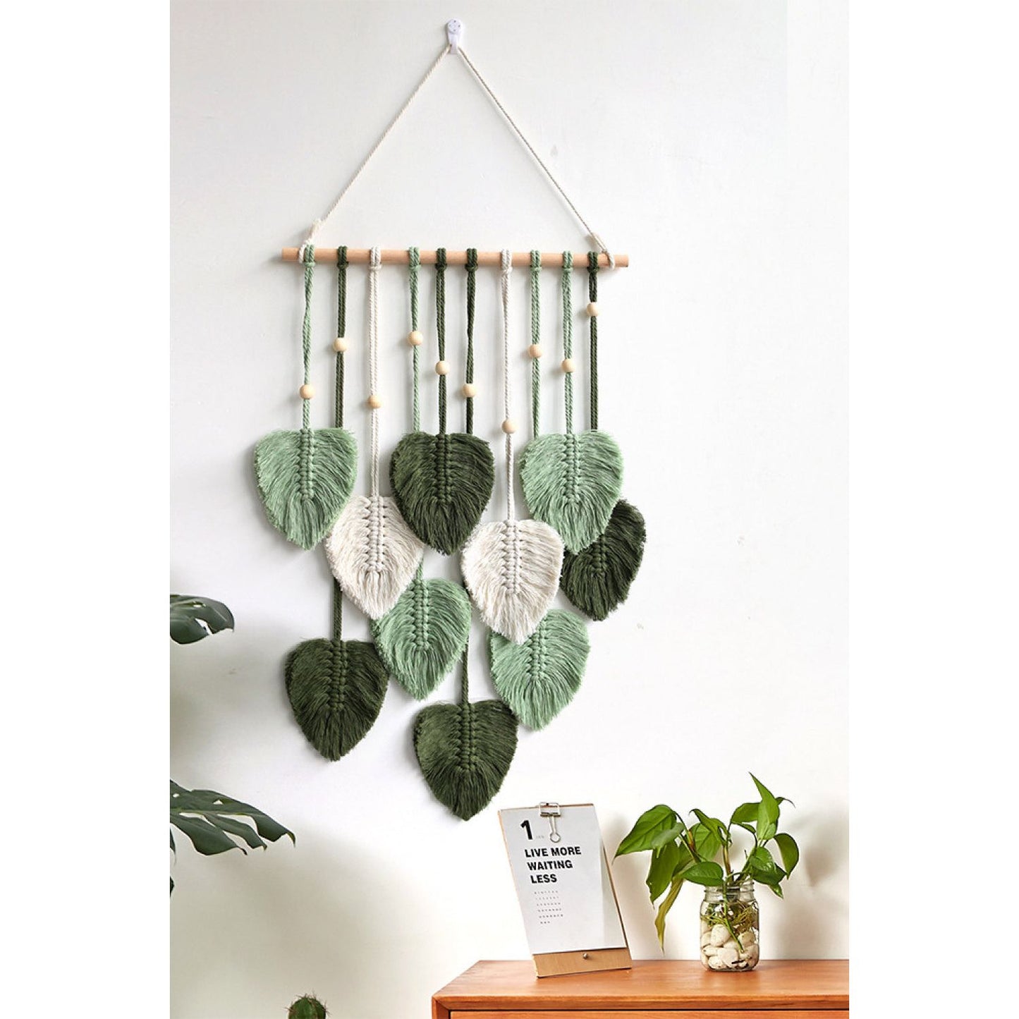 Macrame Leaf Bead Wall Hanging - HAYVYN