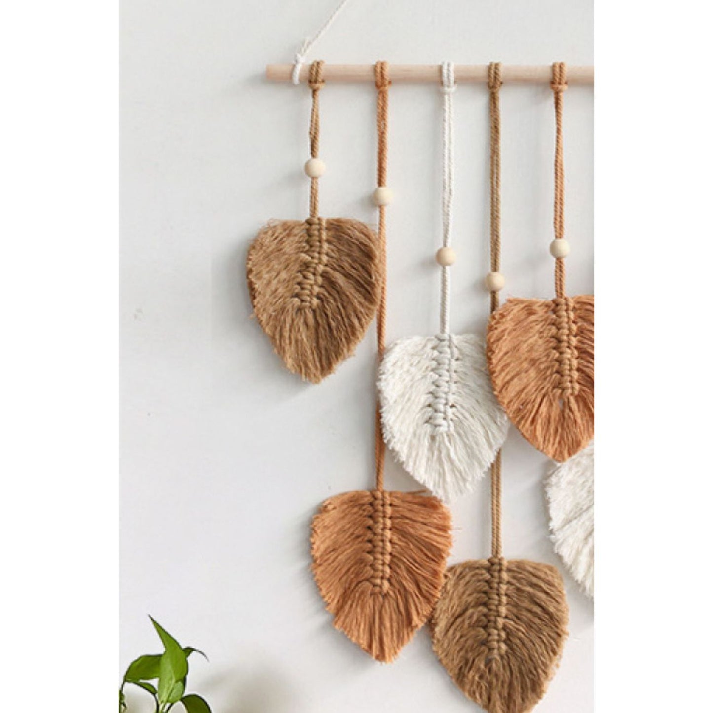 Macrame Leaf Bead Wall Hanging - HAYVYN