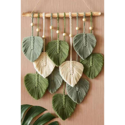 Macrame Leaf Bead Wall Hanging - HAYVYN